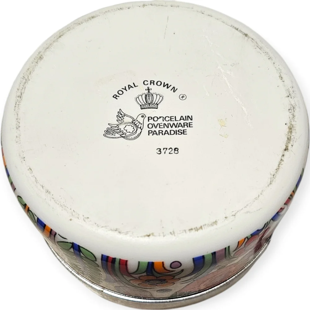 Vintage Royal Crown Porcelain Ovenware Paradise Bird Sauce Pot With Lid